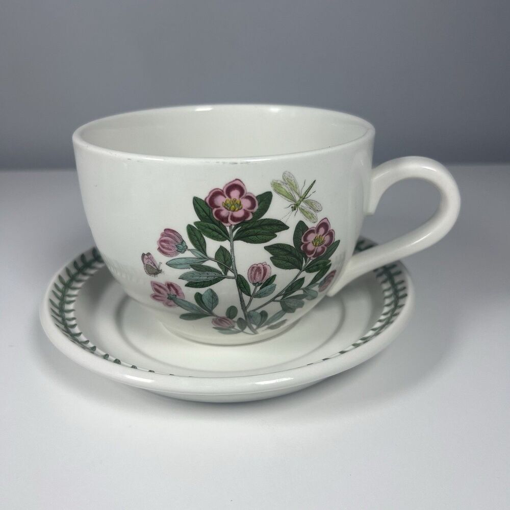 PORTMEIRION Botanic Garden Jumbo Cup & Saucer Rhododendron Vintage 1972